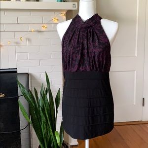 Black & Purple Sparkle Halter Dress